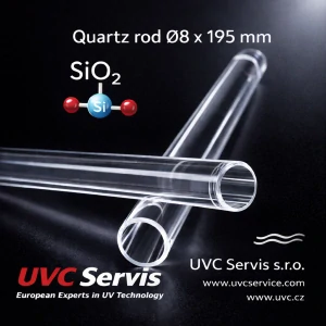 Křemenná tyč - quartz rod d8x195 zaoblené konce